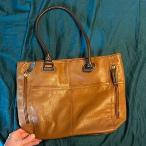 Tignanello pebbled leather purse in camel.  Brand new condition.